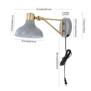 Betty 15" Swing Arm Modern Midcentury Iron USB Charging Port LED Sconce