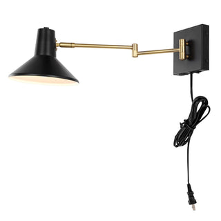 Hayes 16" Swing Arm Modern Midcentury Iron USB Charging Port LED Sconce