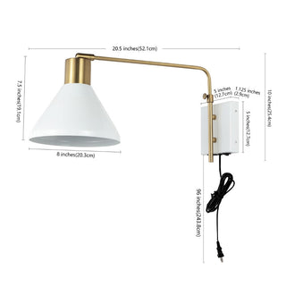 Agnes 20.5" Swing Arm Modern Midcentury Iron USB Charging Port LED Sconce