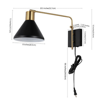 Agnes 20.5" Swing Arm Modern Midcentury Iron USB Charging Port LED Sconce