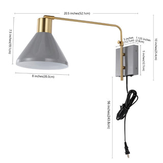 Agnes 20.5" Swing Arm Modern Midcentury Iron USB Charging Port LED Sconce