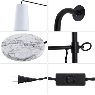 Exposed 11.5" Contemporary Industrial Iron Plug-In with Adjustable White Marble Table LED Sconce