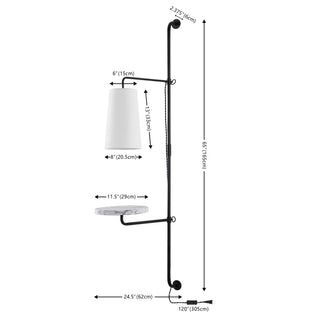 Exposed 11.5" Contemporary Industrial Iron Plug-In with Adjustable White Marble Table LED Sconce