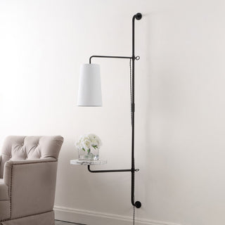 Exposed 11.5" Contemporary Industrial Iron Plug-In with Adjustable White Marble Table LED Sconce