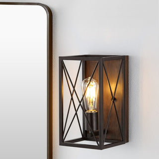 Tonya X-Frame 6" Farmhouse Rustic Iron LED Sconce