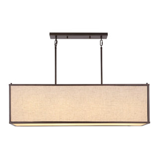 Modern 42" Minimalist Industrial Rectangular Linen Iron Linear LED Pendant