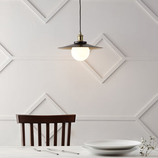 Synia 14.5" 1-Light Scandinavian Farmhouse Iron/Frosted Glass LED Pendant