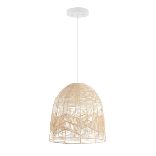 Sofia 17.5" Farmhouse Coastal Rattan 180" Cord Plug-In or Hardwired LED Pendant