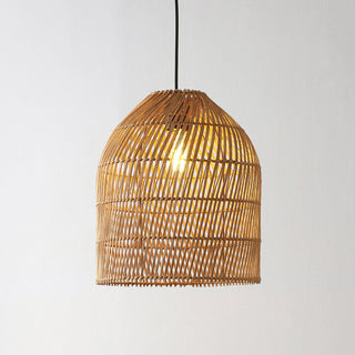 Hardwired 13" Farmhouse Coastal Bohemian Rattan 180" Cord Plug-In or Hardwired LED Pendant