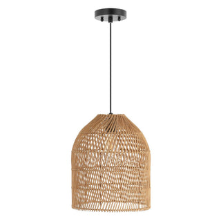 Hardwired 13" Farmhouse Coastal Bohemian Rattan 180" Cord Plug-In or Hardwired LED Pendant