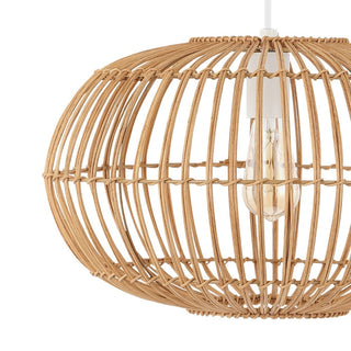 Lucas 17.5" Farmhouse Coastal Rattan 180" Cord Plug-In or Hardwired LED Pendant