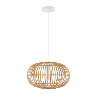 Lucas 17.5" Farmhouse Coastal Rattan 180" Cord Plug-In or Hardwired LED Pendant