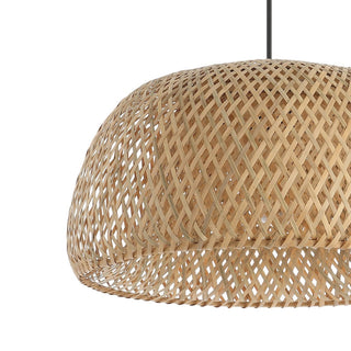 LITFAD 18" Farmhouse Coastal Bamboo 180" Cord Plug-In or Hardwired LED Pendant