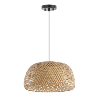 LITFAD 18" Farmhouse Coastal Bamboo 180" Cord Plug-In or Hardwired LED Pendant