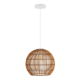 Colette 19" Farmhouse Coastal Rattan 180" Cord Plug-In or Hardwired LED Pendant