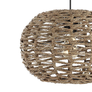 KOUBOO 14" Farmhouse Coastal Rattan 180" Cord Plug-In or Hardwired LED Pendant