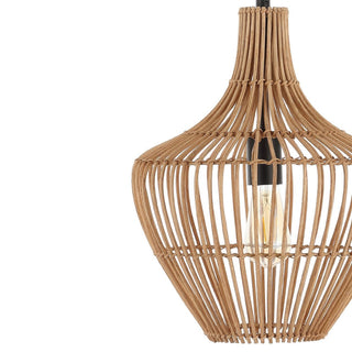 Nautical 13" Farmhouse Coastal Rattan 180" Cord Plug-In or Hardwired LED Pendant