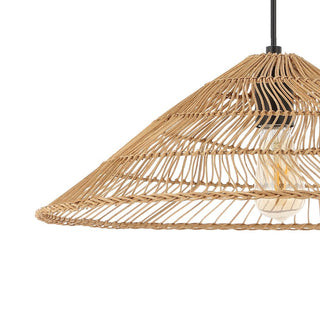 triangle 20.25" Farmhouse Coastal Rattan 180" Cord Plug-In or Hardwired LED Pendant