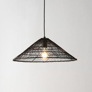 triangle 20.25" Farmhouse Coastal Rattan 180" Cord Plug-In or Hardwired LED Pendant