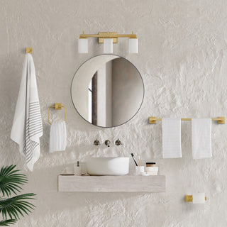 Atocif 22.38" 3-Light Modern Contemporary Vanity Light with Frosted Glass Shades and Bathroom Hardware Accessory Set