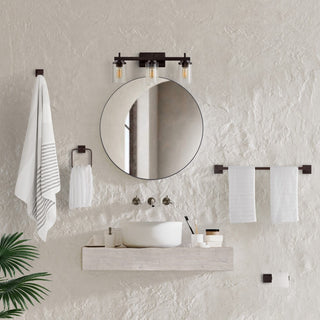 Liwuu 23.25" 3-Light Farmhouse Industrial Vanity Light with Bathroom Hardware Accessory Set