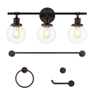 Gauge 24.5" 3-Light Farmhouse Classic Vanity Light with Bathroom Hardware Accessory Set