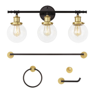 Gauge 24.5" 3-Light Farmhouse Classic Vanity Light with Bathroom Hardware Accessory Set