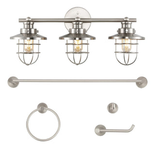 Veneto 24" 3-Light Industrial Farmhouse Vanity Light with Bathroom Hardware Accessory Set