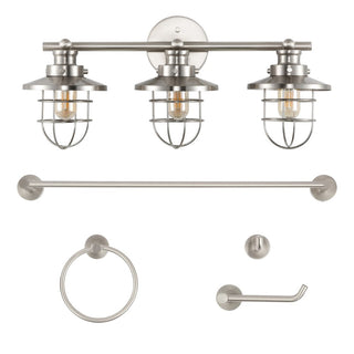 Veneto 24" 3-Light Industrial Farmhouse Vanity Light with Bathroom Hardware Accessory Set