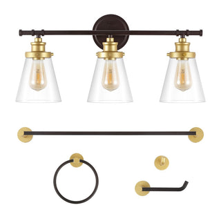 Cedar 23.75" 3-Light Traditional Farmhouse Vanity Light with Bathroom Hardware Accessory Set