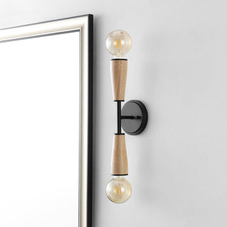 Katia 5.13" Modern Designer Iron/Wood Double Sided Hourglass LED Sconce