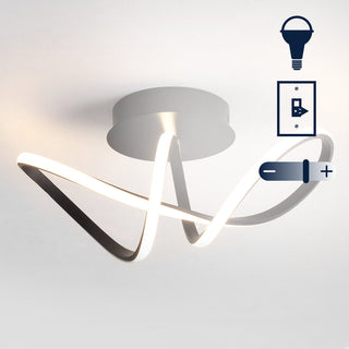 Chantelle 19.5" Modern Minimalist Aluminum Loop Integrated LED Semi Flush Mount