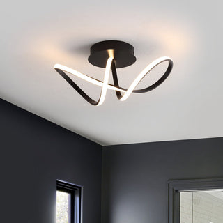 Chantelle 19.5" Modern Minimalist Aluminum Loop Integrated LED Semi Flush Mount