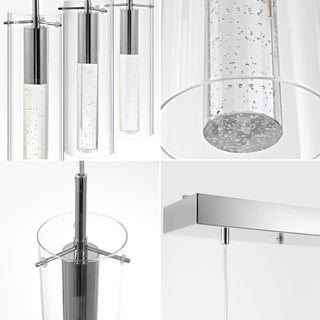 Mium Modern Style Iron/Crystal/Glass Integrated LED Linear Pendant