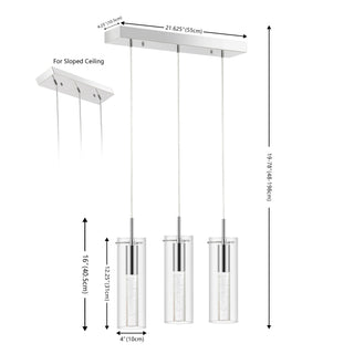 Mium Modern Style Iron/Crystal/Glass Integrated LED Linear Pendant