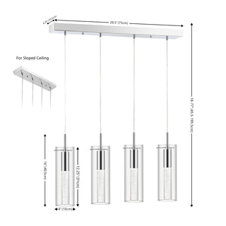 Mium Modern Style Iron/Crystal/Glass Integrated LED Linear Pendant