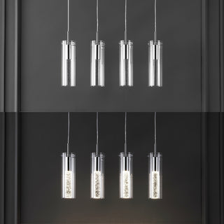 Mium Modern Style Iron/Crystal/Glass Integrated LED Linear Pendant