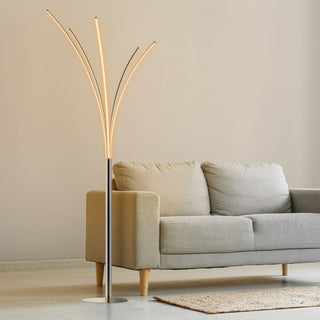 Clay 71" Modern Minimalist Metal 5-Branch Arc Dimmable Integrated LED Floor Lamp