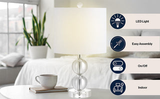 David 17.5" Crystal LED Table Lamp