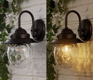 Hurricane 8.25" Farmhouse Industrial Iron/Glass Outdoor LED Sconce