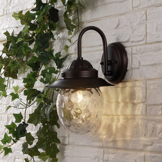 Hurricane 8.25" Farmhouse Industrial Iron/Glass Outdoor LED Sconce