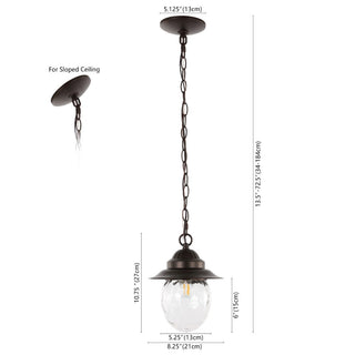 Pure 8.25" Farmhouse Industrial Iron/Glass Outdoor LED Pendant