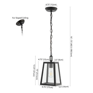 nordic 6.75" Farmhouse Industrial Iron/Glass Outdoor LED Pendant