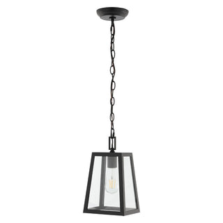 nordic 6.75" Farmhouse Industrial Iron/Glass Outdoor LED Pendant