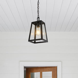 nordic 6.75" Farmhouse Industrial Iron/Glass Outdoor LED Pendant