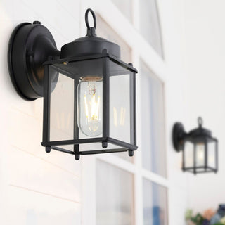 Globe 4.25" Farmhouse Industrial Iron/Glass Outdoor LED Sconce