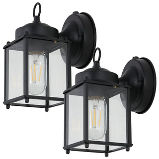 Globe 4.25" Farmhouse Industrial Iron/Glass Outdoor LED Sconce