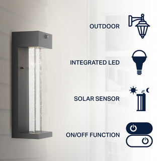 Turbo 5.13" Modern Industrial Iron/Glass Seeded Glass with Dusk-to-Dawn Sensor Integrated LED Outdoor Sconce