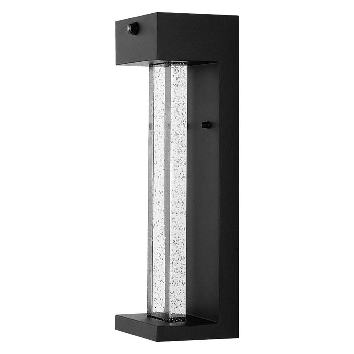Turbo 5.13" Modern Industrial Iron/Glass Seeded Glass with Dusk-to-Dawn Sensor Integrated LED Outdoor Sconce