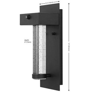 Tremillo 5.5" Minimalist Industrial Iron/Glass Seeded Glass with Dusk-to-Dawn Sensor Integrated LED Outdoor Sconce